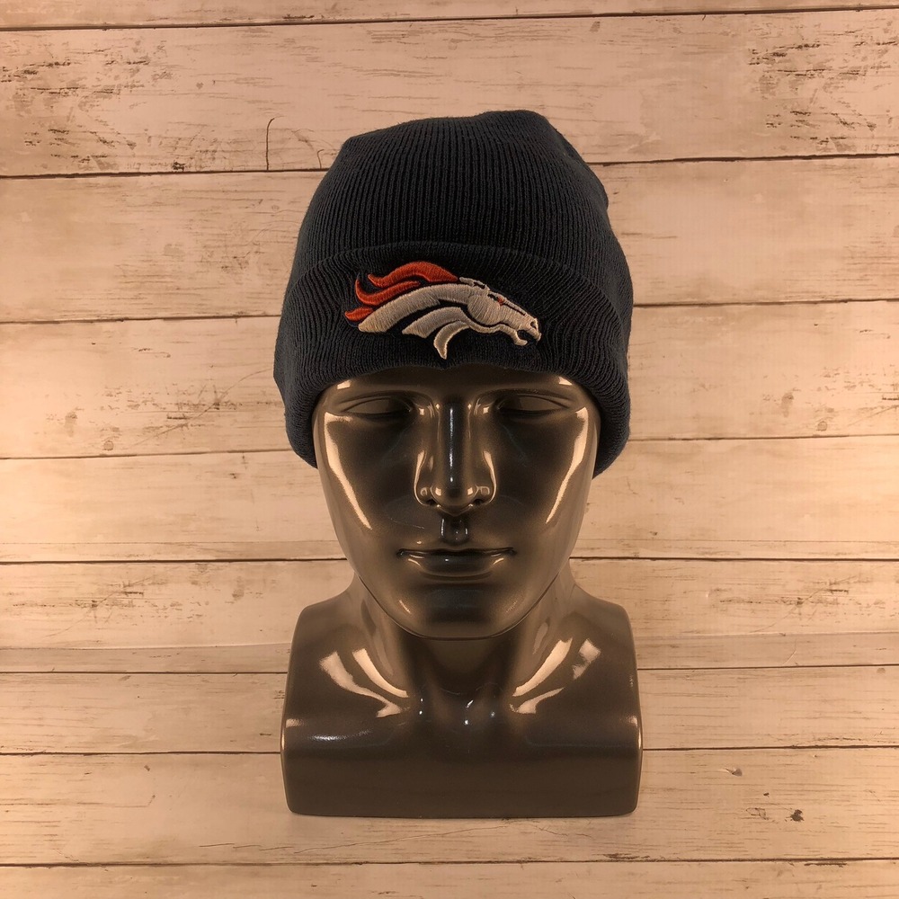 New Era Denver Broncos NFL Knit Cuffed Beanie Hat Navy Blue Embroidered Logo
